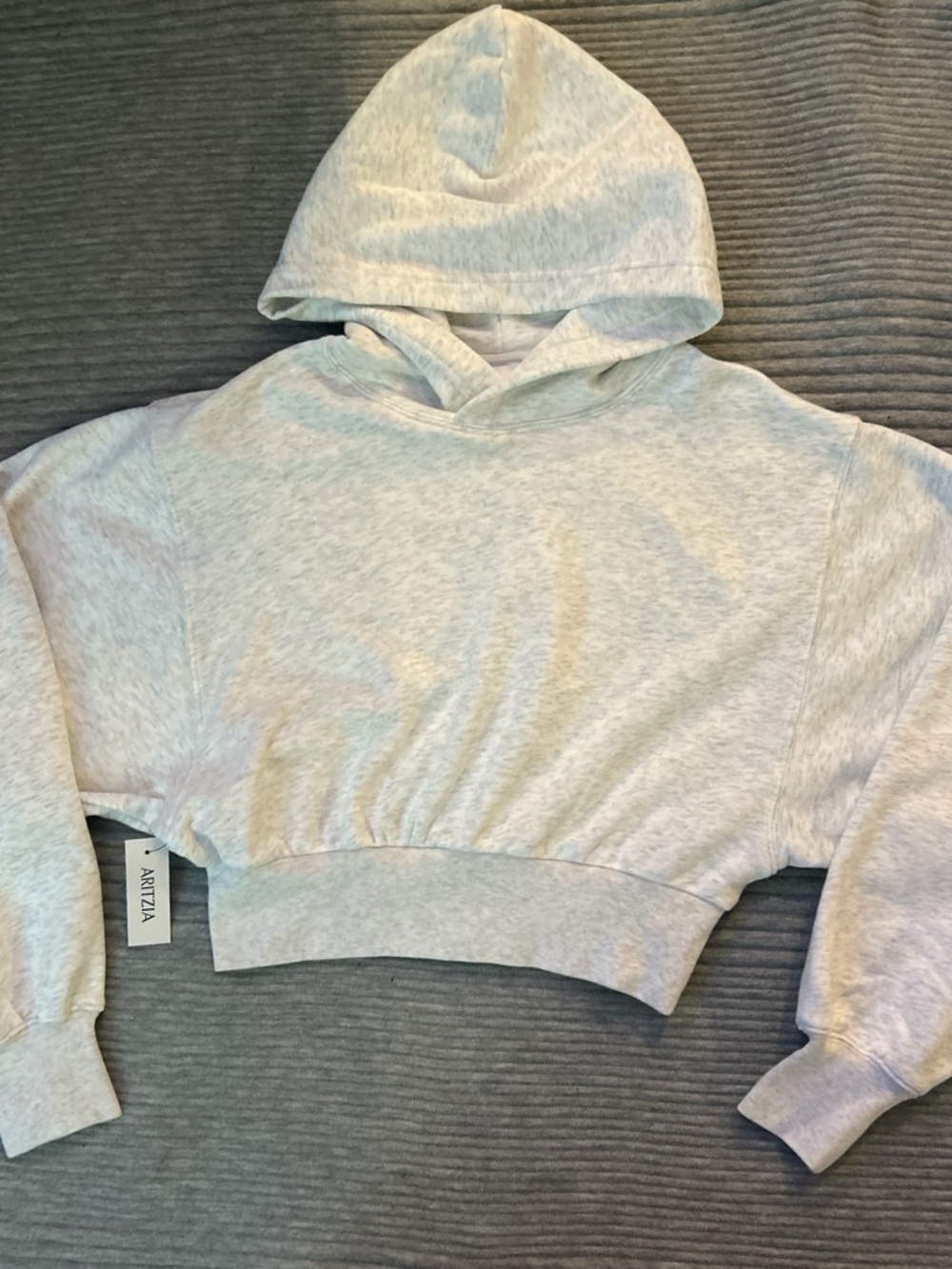 TNA Light Heather Gray Cropped Hoodie